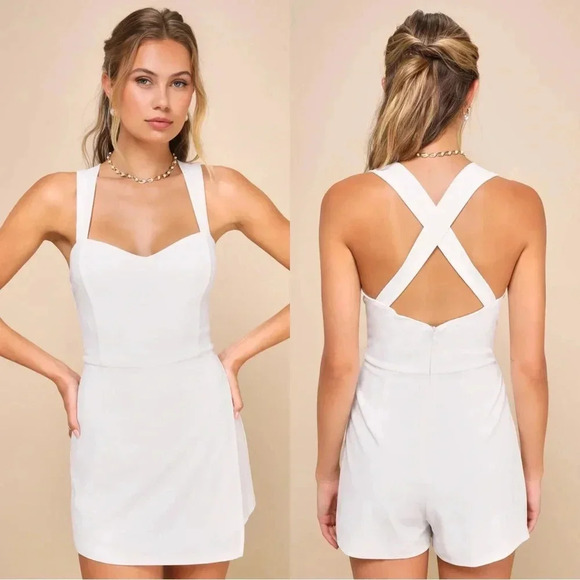 Lulus Pants - NWOT Lulus Latest Crush White Sleeveless Backless Skort Romper